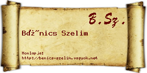 Bénics Szelim névjegykártya